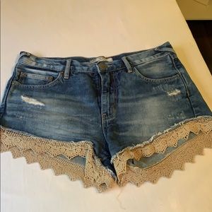 High waisted denim shorts